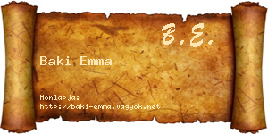 Baki Emma névjegykártya